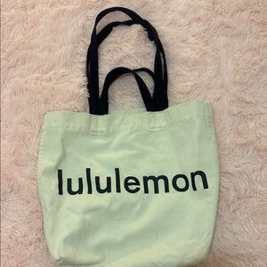 lululemon athletica Cream Canvas Tote with Black Logo & Straps